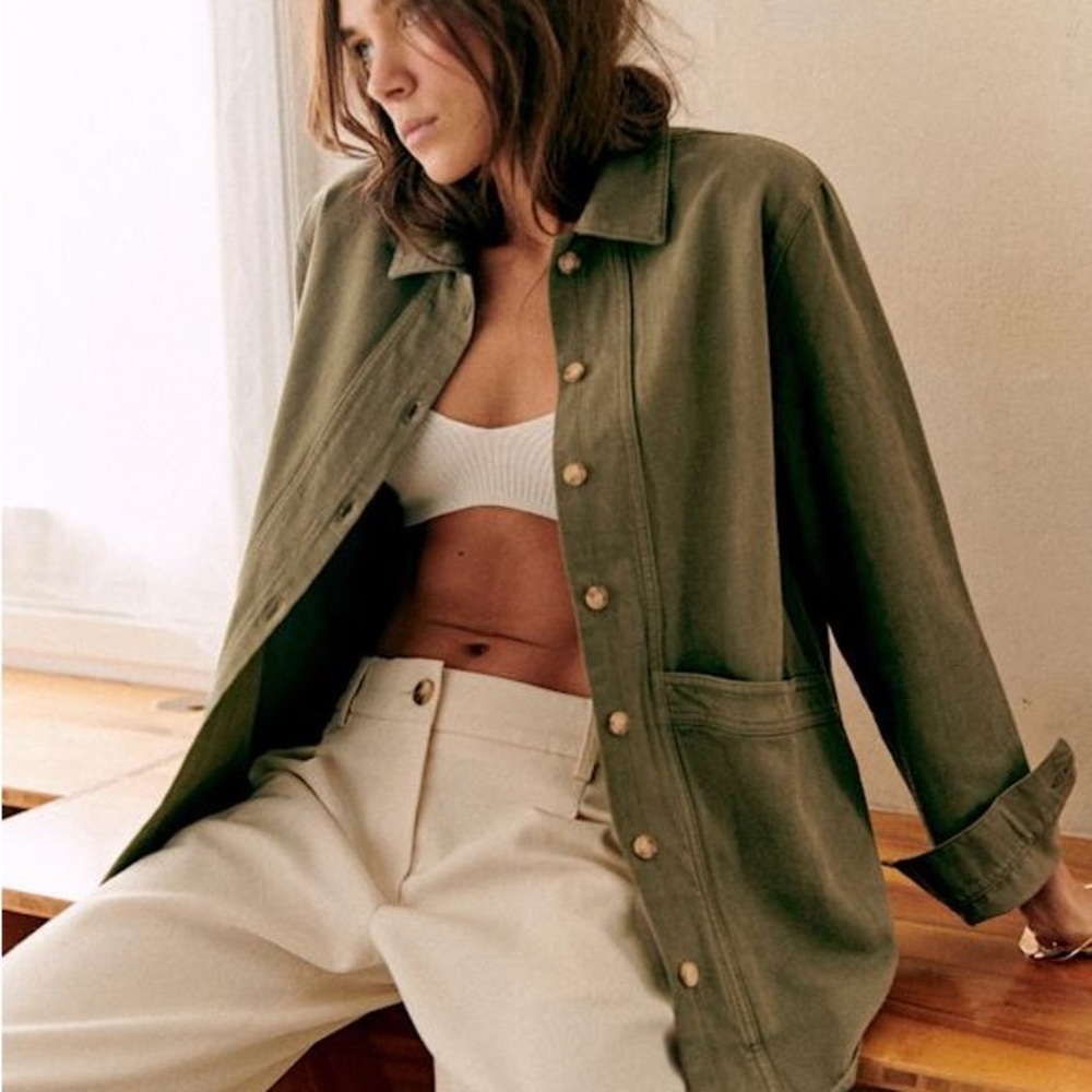 Sézane Will Jacket Size XS in Olive Green